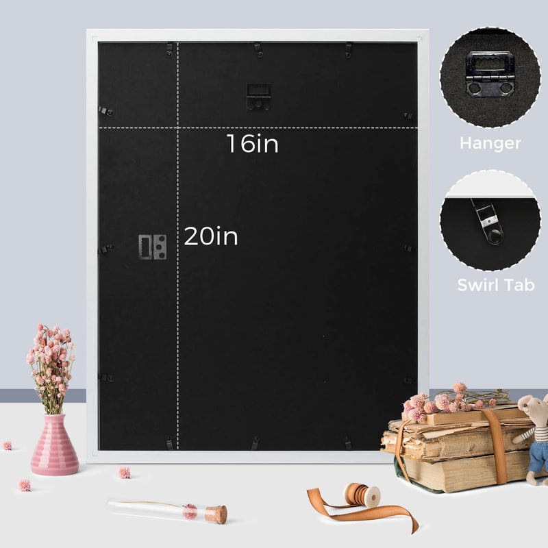 Frametory 16x20 Picture Frame for Wall, Display Picture 11x14 with Mat or 16x20 Without Mat, Gifts for Family(White, 1 Pack) - Image 3